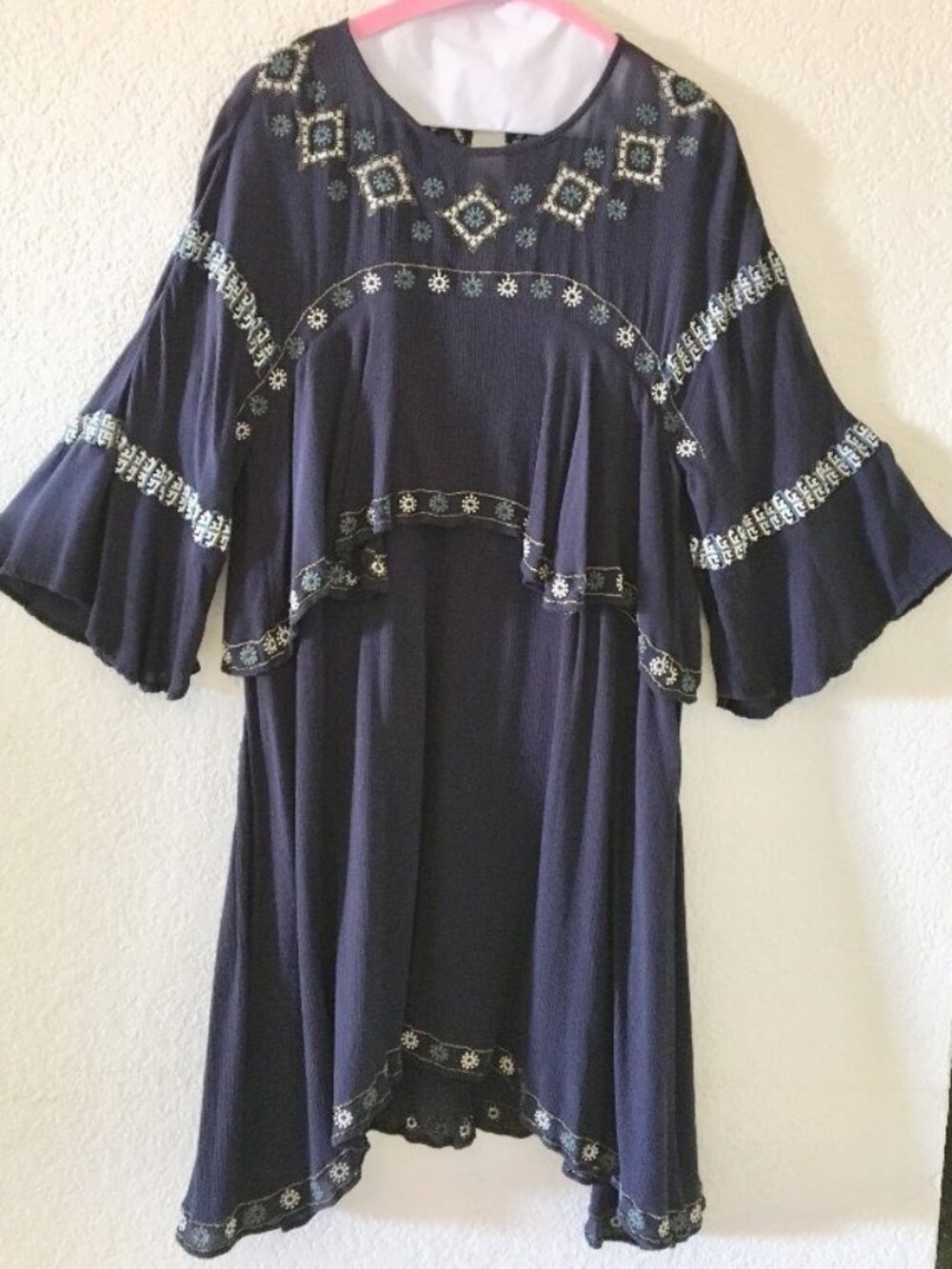 SZ M, Chelsea & Violet for Anthropologie,Embroidered Navy Dress, Great Condition